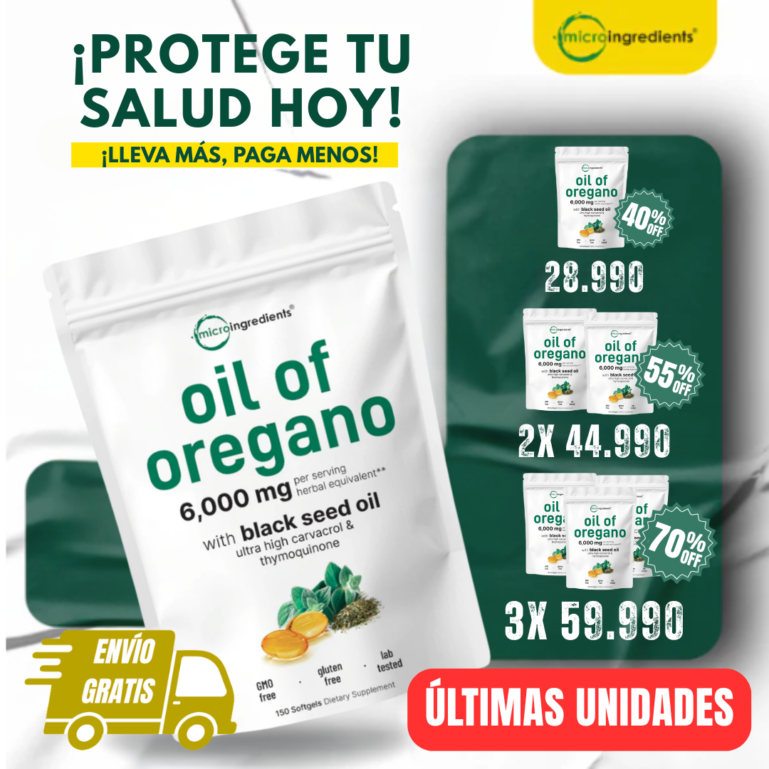 ¡OFERTA! ACEITE DE ORÉGANO + SEMILLA NEGRA 40% OFF