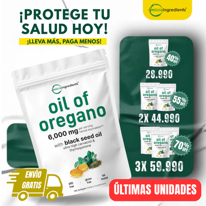 ¡OFERTA! ACEITE DE ORÉGANO + SEMILLA NEGRA 40% OFF